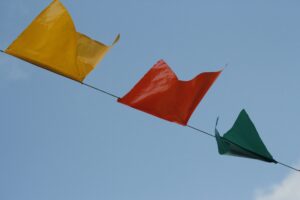 Vlaggenlijn met gele, rode en groene vlag, training vlaggensysteem seksuele ontwikkeling